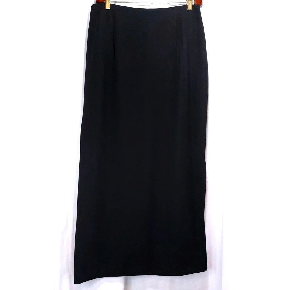 GIORGIO FIORLINI Collection A-Line Dressy Maxi Skirt Size 10 Black Side‎ Slit